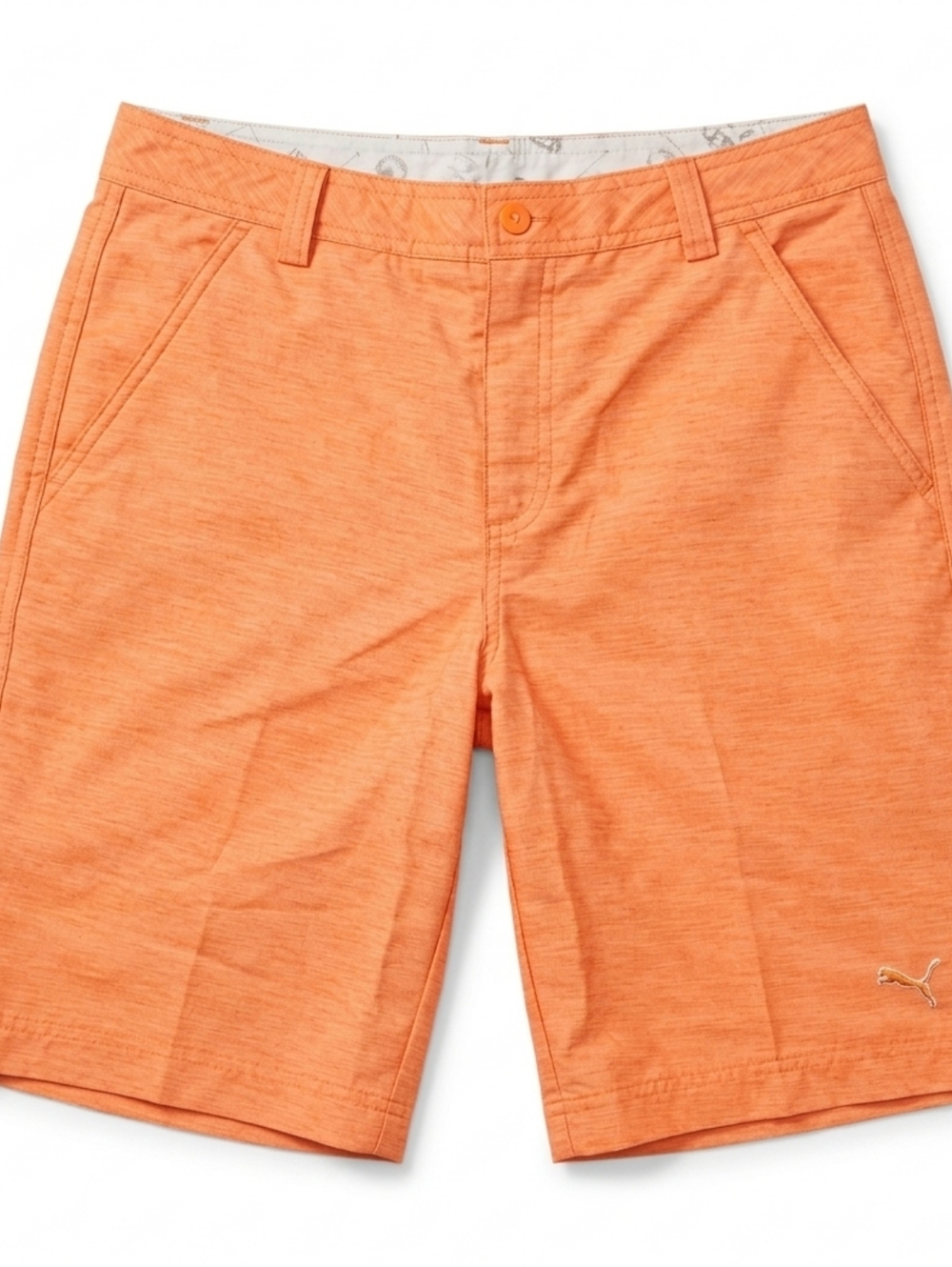 [PUMA] DryCELL Vibrant Orange Pockets & Zip Up Golf Shorts Men's 30